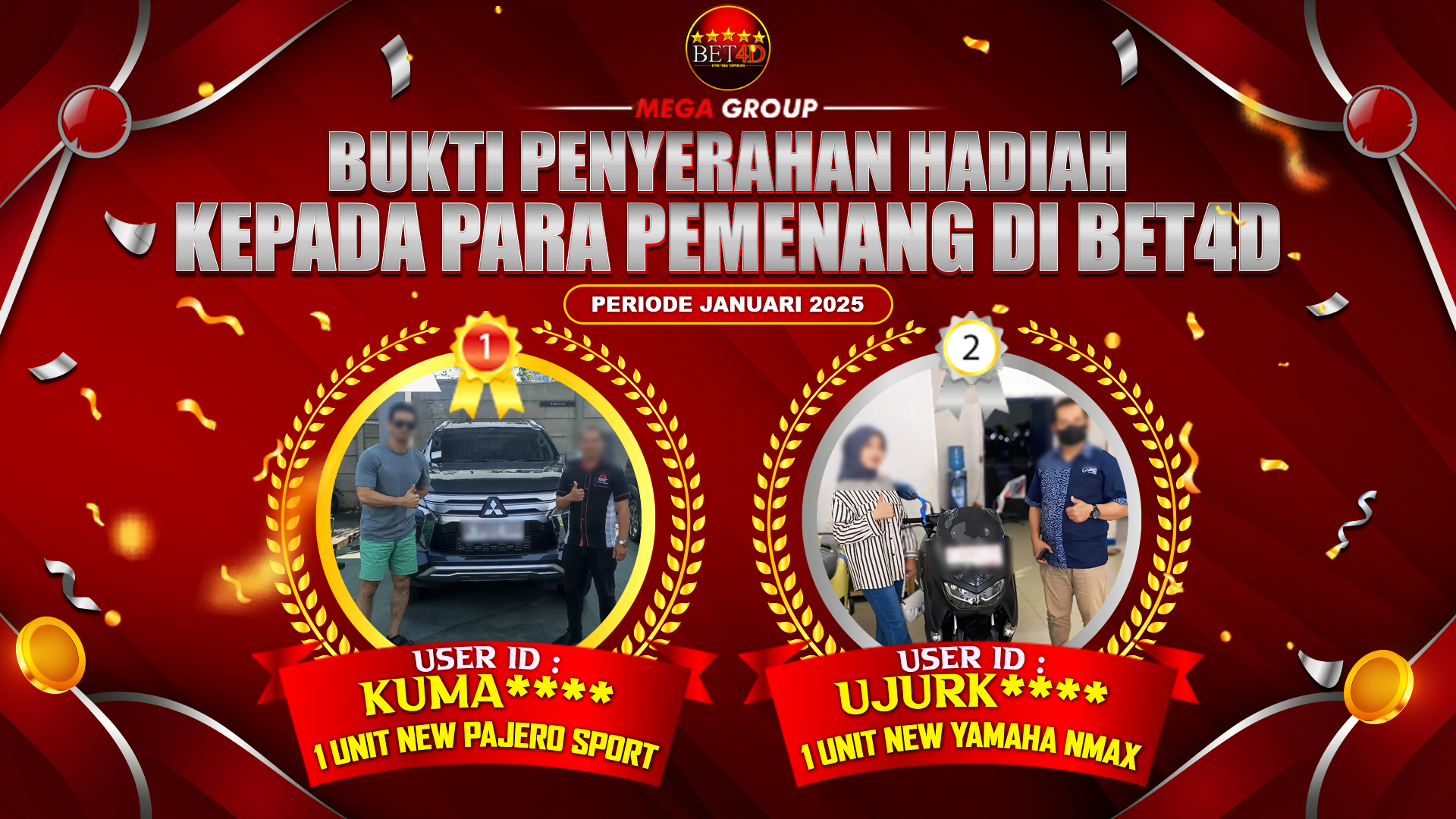 Selamat Kepada Member Setia BET4D Sudah Memenangkan Satu Unit Mobil Pajero Sport